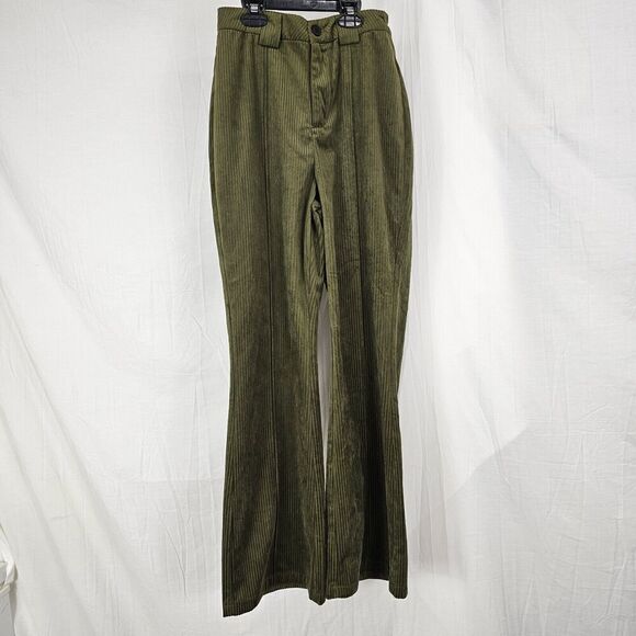 Cider Green Corduroy Flare Pants Trouser Women's Size XS Button - Picture 1 of 8